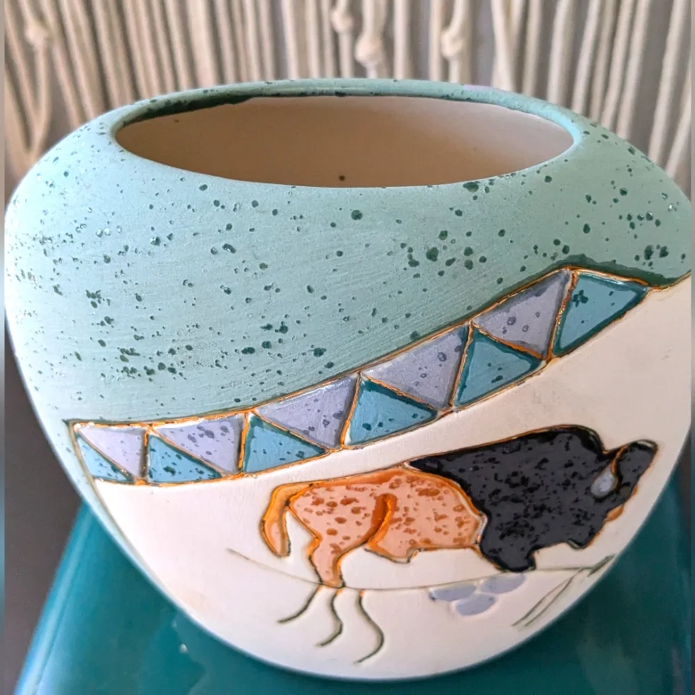 Southwestern ceramic buffalo vase